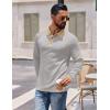 COOFANDY Mens Long Sleeve Polo Shirts Casual Button Collared Shirts Raglan Golf T Shirt(Light Grey)