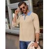 COOFANDY Mens Long Sleeve Polo Shirts Casual Button Collared Shirts Raglan Golf T Shirt(Light Khaki)