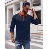 COOFANDY Mens Long Sleeve Polo Shirts Casual Button Collared Shirts Raglan Golf T Shirt(Navy Blue)