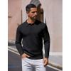 COOFANDY Mens Long Sleeve Polo Sweater Knit Polo Casual Thermal Pullover Sweater with Pocket(Black)