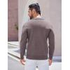 COOFANDY Mens Long Sleeve Polo Sweater Knit Polo Casual Thermal Pullover Sweater with Pocket(Brown)
