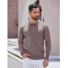 COOFANDY Mens Long Sleeve Polo Sweater Knit Polo Casual Thermal Pullover Sweater with Pocket(Brown)