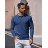 COOFANDY Mens Long Sleeve Polo Sweater Knit Polo Casual Thermal Pullover Sweater with Pocket(Dark Blue)