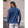 COOFANDY Mens Long Sleeve Polo Sweater Knit Polo Casual Thermal Pullover Sweater with Pocket(Dark Blue)