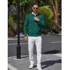 COOFANDY Mens Long Sleeve Polo Sweater Knit Polo Casual Thermal Pullover Sweater with Pocket(Green)