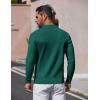 COOFANDY Mens Long Sleeve Polo Sweater Knit Polo Casual Thermal Pullover Sweater with Pocket(Green)
