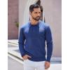 COOFANDY Mens Long Sleeve Polo Sweater Knit Polo Casual Thermal Pullover Sweater with Pocket(Navy Blue)