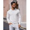 COOFANDY Mens Long Sleeve Polo Sweater Knit Polo Casual Thermal Pullover Sweater with Pocket(White)