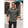 COOFANDY Mens Long Sleeve Shirts Casual Button Down Shirt Wrinkle Free Dress Shirt with Pocket(Army Green)