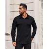 COOFANDY Mens Long Sleeve Shirts Casual Button Down Shirt Wrinkle Free Dress Shirt with Pocket(Black)
