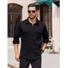 COOFANDY Mens Long Sleeve Shirts Casual Button Down Shirt Wrinkle Free Dress Shirt with Pocket(Black)