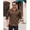 COOFANDY Mens Long Sleeve Shirts Casual Button Down Shirt Wrinkle Free Dress Shirt with Pocket(Brown)