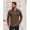 COOFANDY Mens Long Sleeve Shirts Casual Button Down Shirt Wrinkle Free Dress Shirt with Pocket(Brown)