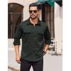 COOFANDY Mens Long Sleeve Shirts Casual Button Down Shirt Wrinkle Free Dress Shirt with Pocket(Dark Green)