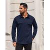 COOFANDY Mens Long Sleeve Shirts Casual Button Down Shirt Wrinkle Free Dress Shirt with Pocket(Navy Blue)
