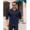 COOFANDY Mens Long Sleeve Shirts Casual Button Down Shirt Wrinkle Free Dress Shirt with Pocket(Navy Blue)
