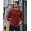 COOFANDY Mens Long Sleeve T Shirts Casual Crew Neck Tee Shirts Lightweight Soft Pullover Tops(Wine Red)