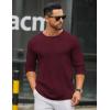 COOFANDY Men’s Long Sleeve Tee Shirts Crew Neck T Shirt Solid Casual Basic Tees Soft Stretch T-Shirts(Heather Burgundy)
