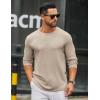 COOFANDY Men’s Long Sleeve Tee Shirts Crew Neck T Shirt Solid Casual Basic Tees Soft Stretch T-Shirts(Light Khaki)