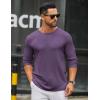 COOFANDY Men’s Long Sleeve Tee Shirts Crew Neck T Shirt Solid Casual Basic Tees Soft Stretch T-Shirts(Purple)
