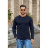 COOFANDY Mens Long Sleeve Tee Shirts Stretch Crew Neck Thermal Shirts Casual T Shirts for Men((2 Pack) Black+dark Blue)