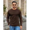 COOFANDY Mens Long Sleeve Tee Shirts Stretch Crew Neck Thermal Shirts Casual T Shirts for Men(Brown)