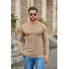 COOFANDY Mens Long Sleeve Tee Shirts Stretch Crew Neck Thermal Shirts Casual T Shirts for Men(Khaki)