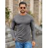 COOFANDY Mens Long Sleeve Tee Shirts Stretch Crew Neck Thermal Shirts Casual T Shirts for Men(Light Grey)
