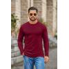 COOFANDY Mens Long Sleeve Tee Shirts Stretch Crew Neck Thermal Shirts Casual T Shirts for Men(Wine Red)