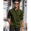 COOFANDY Men’s Long Sleeve Wrinkle Free Dress Shirts Inner Contrast Business Casual Button Down Shirt(Army Green)
