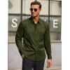 COOFANDY Men’s Long Sleeve Wrinkle Free Dress Shirts Inner Contrast Business Casual Button Down Shirt(Army Green)