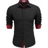 COOFANDY Men’s Long Sleeve Wrinkle Free Dress Shirts Inner Contrast Business Casual Button Down Shirt(Black)