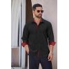 COOFANDY Men’s Long Sleeve Wrinkle Free Dress Shirts Inner Contrast Business Casual Button Down Shirt(Black)