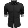 COOFANDY Men’s Long Sleeve Wrinkle Free Dress Shirts Inner Contrast Business Casual Button Down Shirt(Black/Gold)