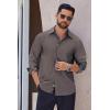 COOFANDY Men’s Long Sleeve Wrinkle Free Dress Shirts Inner Contrast Business Casual Button Down Shirt(Dark Grey)