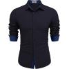 COOFANDY Men’s Long Sleeve Wrinkle Free Dress Shirts Inner Contrast Business Casual Button Down Shirt(Deep Blue)