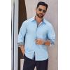 COOFANDY Men’s Long Sleeve Wrinkle Free Dress Shirts Inner Contrast Business Casual Button Down Shirt(Light Blue)