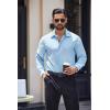 COOFANDY Men’s Long Sleeve Wrinkle Free Dress Shirts Inner Contrast Business Casual Button Down Shirt(Light Blue)