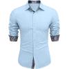 COOFANDY Men’s Long Sleeve Wrinkle Free Dress Shirts Inner Contrast Business Casual Button Down Shirt(Light Blue)