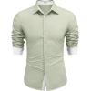 COOFANDY Men’s Long Sleeve Wrinkle Free Dress Shirts Inner Contrast Business Casual Button Down Shirt(Light Green)