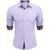 COOFANDY Men’s Long Sleeve Wrinkle Free Dress Shirts Inner Contrast Business Casual Button Down Shirt(Lilac)