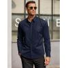 COOFANDY Men’s Long Sleeve Wrinkle Free Dress Shirts Inner Contrast Business Casual Button Down Shirt(Navy Blue)