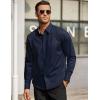 COOFANDY Men’s Long Sleeve Wrinkle Free Dress Shirts Inner Contrast Business Casual Button Down Shirt(Navy Blue)