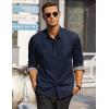 COOFANDY Men’s Long Sleeve Wrinkle Free Dress Shirts Inner Contrast Business Casual Button Down Shirt(Navy Blue)