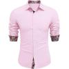 COOFANDY Men’s Long Sleeve Wrinkle Free Dress Shirts Inner Contrast Business Casual Button Down Shirt(Pink)