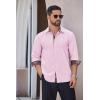 COOFANDY Men’s Long Sleeve Wrinkle Free Dress Shirts Inner Contrast Business Casual Button Down Shirt(Pink)