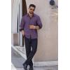 COOFANDY Men’s Long Sleeve Wrinkle Free Dress Shirts Inner Contrast Business Casual Button Down Shirt(Purple)