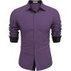 COOFANDY Men’s Long Sleeve Wrinkle Free Dress Shirts Inner Contrast Business Casual Button Down Shirt(Purple)