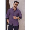 COOFANDY Men’s Long Sleeve Wrinkle Free Dress Shirts Inner Contrast Business Casual Button Down Shirt(Purple)