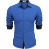 COOFANDY Men’s Long Sleeve Wrinkle Free Dress Shirts Inner Contrast Business Casual Button Down Shirt(Royal Blue)